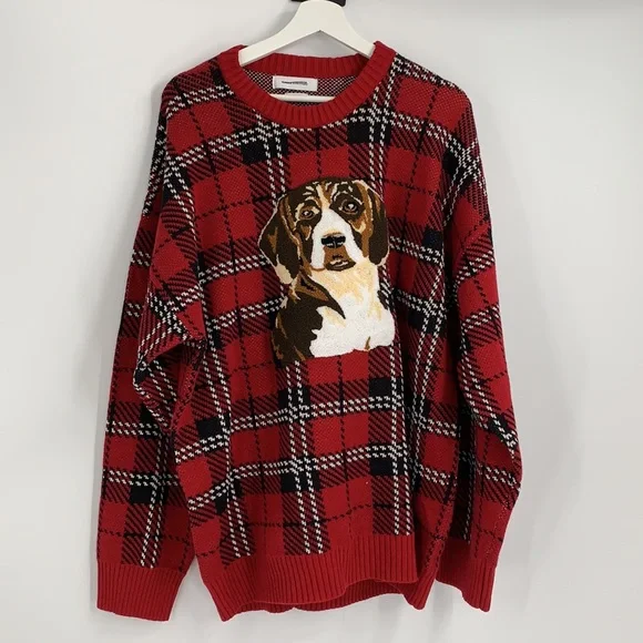 Urban Outfitters Red Plaid Crewneck Sweater - Picture 2 of 8
